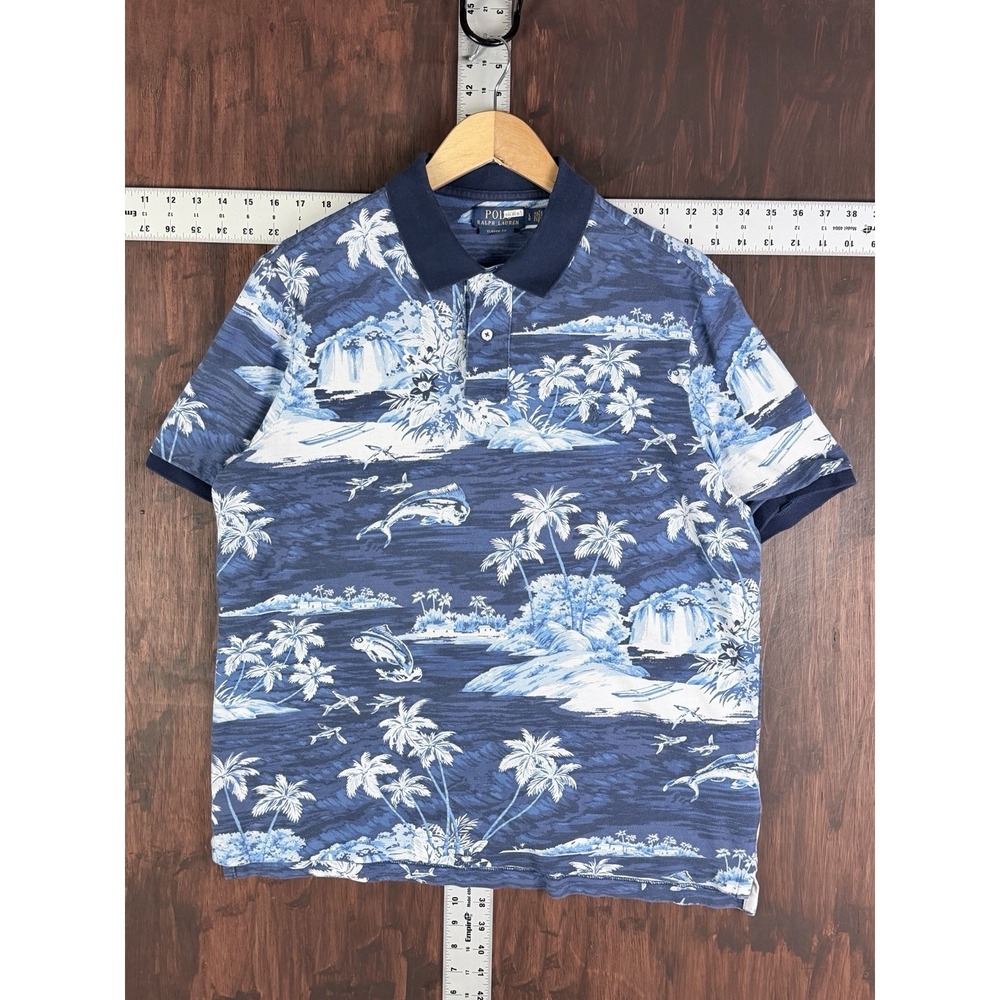 Polo Ralph Lauren Floral Tropical Island Classic Polo Royal Logo Large Shirt Men